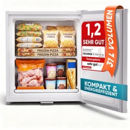 Stillstern Mini-diepvriezer, klein en stil, 31 l, mini-diepvrieskist -18 °C met ijsblokjesbakje en slot, deurscharnier rechts/links, 4-sterren diepvriezer, klein, diepvriezers voor op de camping/op kantoor, wit [energieklasse E] — thumbnail 1