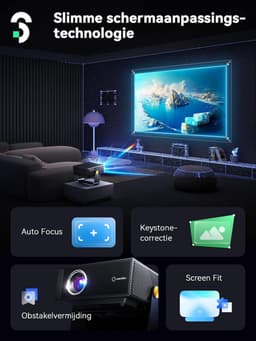 Mini beamer 4K met WiFi en Bluetooth, Smart projector met autofocus, keystone correctie en Full HD 1080P resolutie — thumbnail 3