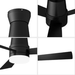 Plafondventilator met Licht 132 cm Zwart, Stille DC Motor, LED Verlichting, Afstandsbediening & Omkeerbare Functie — thumbnail 2