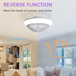 Plafondventilator Met LED Verlichting 38 cm - RGB Lamp Met Afstandsbediening, App Bediening, Stil Motor, Dimbaar Licht, Timer En 7 Transparante Bladen - Wit — thumbnail 2