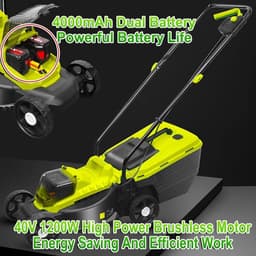 Accu Grasmaaier - Elektrische Duwmaaier - Gazon Onderhouden - Borstelloze Motor - 45L Opvangbak - Groen — thumbnail 5