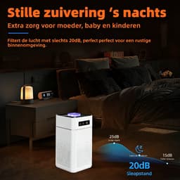 Luchtreiniger voor Woonkamer, Slaapkamer en Huisdieren - Luchtbevochtiger - Met HEPA‑filter, 3 standen instelbaar - Wit — thumbnail 2