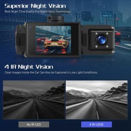 Dash Cam Auto - 3 Kanaals Recorder - Veiligheid Onderweg - Full HD 1080P - 2 Inch Scherm - Zwart — thumbnail 5