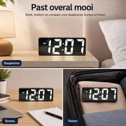 Digitale Wekker - Dubbel Alarm - LED-Display - Zwart — thumbnail 5