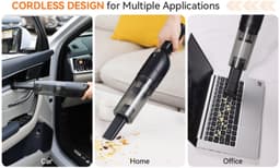 Draadloze handstofzuiger auto 10000Pa zuigkracht twee standen vierlaags HEPA filter - lichtgewicht mini stofzuiger met voetstuk accessoires auto thuis kantoor huisdierhaar — thumbnail 3