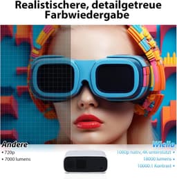 SnelShoppen - High-Performance Projector 2025, 4K Compatibel, Full HD 1080P, 20.000 Lumens, WiFi & Bluetooth, Geschikt voor Switch en PS5, Ideaal voor — thumbnail 2