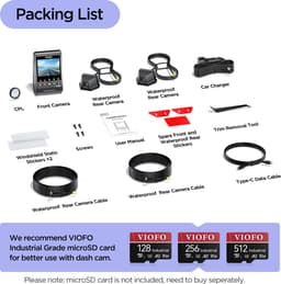 VIOFO A329WW 3CH - 4K Dashcam Vrachtwagen - 3 Camera's - GPS - WiFi 6 - Sony STARVIS 2 - 2 Waterdichte Camera's - Parkeermodus — thumbnail 4