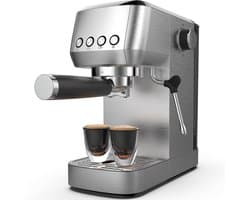CM1662 Halfautomatische Espressomachine - 1350W Semi-Automatische Espresso Koffiemachine - 20 Bar Ulka-pomp – Melkopschuimer – 1,3 L Watertank – RVS