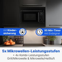 Inbouwmagnetron met Grill - Oven Magnetron - Snel Eten Bereiden - 3-in-1 Functionaliteit - 25 Liter - Zwart — thumbnail 5
