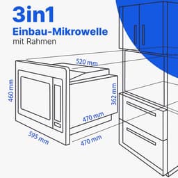 Inbouwmagnetron met Grill - Oven Magnetron - Snel Eten Bereiden - 3-in-1 Functionaliteit - 25 Liter - Zwart — thumbnail 2