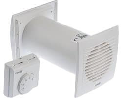 Warmteverdeler met thermostaat - Ventilator warmte warmtepomp - Warmte verplaatsen - Terugloopklep - Ø 125 mm - Wit