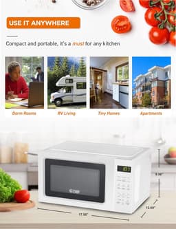 Magnetron met Kookplaat - Compacte Oven - Snel Eten Bereiden - Touch Bediening - 0.7 CU - Wit — thumbnail 5