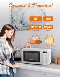 Magnetron met Kookplaat - Compacte Oven - Snel Eten Bereiden - Touch Bediening - 0.7 CU - Wit — thumbnail 3