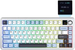 AULA F75 MAX - Draadloos Mechanisch Toetsenbord Met TFT-Scherm En Draaiknop - Gamingtoetsenbord Met Pakking In 75%-Layout - Hot-Swappable - RGB-Achtergrondverlichting - Voor PC/Mac/Linux (Lichtblauw + Zwart En Wit) — thumbnail 1