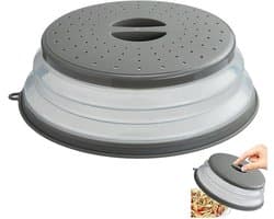 Magnetron Deksel - Voedsel Beschermer - Schoon Houden - Inklapbaar met stoomopening - 21 x 8 cm - Grijs