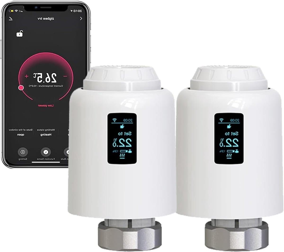 Slimme Radiator Klep - Verwarming Thermostaat - Energie Besparen - Wifi Direct Koppeling - 9.7 cm Hoogte - Wit — afbeelding 1