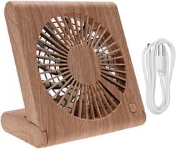 Draagbare bureauventilator, oplaadbaar via USB – Bruin — thumbnail 1