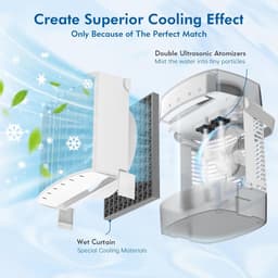Aircooler 4-in-1 ventilator - Airco - Mobiele airco - Draagbare airconditioner – 3 snelheden & 3 standen – 2-8 uur timer – 7 kleurenverlichting – AC-unit met 1000 ml watertank – voor slaapkamer, kantoor, thuis en op de camping — thumbnail 4