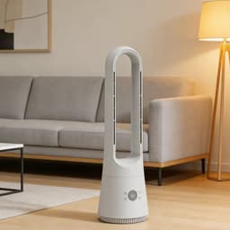 Ventilator - Torenventilator - Luchtzuivering - Elektrische Ventilator - Bladloos - Ultra Stil - 8 Windsnelheden - Armomafunctie - Met Afstandsbediening - Timerfunctie - Zilver - Modern Design - Bureau - Slaapkamer - Woonkamer - Kantoor — thumbnail 2