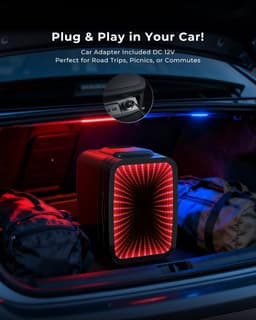 Mini Koelkast, 4 L / 6 Blikjes, Stille Minikoelkast, 7 RGB-lichtmodi, 2-in-1 Koel- en Warmhoudfunctie voor Drankjes & Huidverzorging, AC 220V / DC 12V, Mini Koelkast voor Gaming, Kantoor, Auto — thumbnail 3