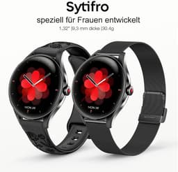 SYTIFRO smartwatch dames -smartwatch met 3D bolvormig glas - horloge dames 1.32" AMOLED 60Hz - 300 mAh (7 dagen) horloge - 130+ sportmodes & 2 jaar garantie — thumbnail 2