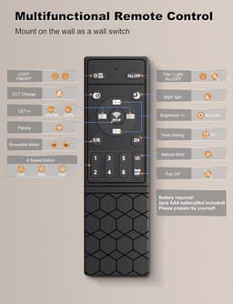 Plafondventilator met verlichting - 132 cm - laag profiel - afstandsbediening/app - dimbaar licht - stille plafondventilator - inbouwmontage - modern - voor slaapkamer - woonkamer, zwart — thumbnail 4