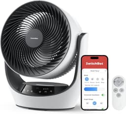SwitchBot 22dB Draadloze Tafelventilator - Fluisterstille Oplaadbare USB Ventilator met App en Afstandsbediening - Stille Bureau Luchtcirculatie - 4 Standen & Timer - Wit — thumbnail 1