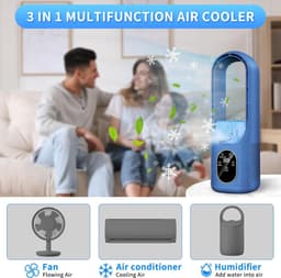 Mobiele airconditioning - 6 modi, draagbare luchtkoeler met waterkoelventilator, timer 1-6 uur, 7-kleurig ledlicht, mistfunctie, waterreservoir en ijsvak, mini-airconditioning, stil voor thuis, kantoor — thumbnail 4