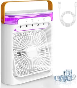 Mobiele airconditioner - 4-in-1, mini-airconditioning, draagbaar, mini-persoonlijke luchtkoeler, USB, ventilator, 3 instelbare snelheden, luchtkoeler voor thuis/kantoor/outdoor - wit [Energieklasse A+++] — thumbnail 1