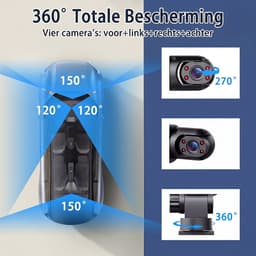 SOGIOL Dashcam Auto - 4 Lenzen (Voor, Achter, Links, Rechts) - 1080P Full HD -Incl. 64GB SD-Kaart - WiFi & GPS - Nachtzicht - G-Sensor - Parkeerbewaking - 3,16 Inch met App — thumbnail 3
