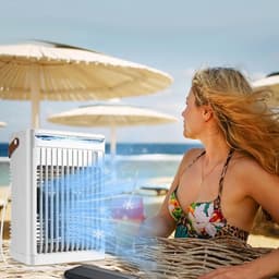 Mini draagbare airconditioner - 3-in-1 airconditioningventilator met 5 snelheden, 680 ml tank, USB-aangedreven ventilator voor thuis/kantoor/slaapzaal/camping - wit — thumbnail 3