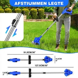 Metal Blade Accu-Grasmaaier Lichtgewicht Grasmaaiers Met 10 Metalen Messen, 2 Zaagschijven, 1 Set Accu, Snijdiameter Van 15 cm Voor Gazon en Tuin — thumbnail 3