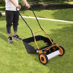 Handgrasmaaier - Loopmaaier Grasvanger - Gras Maaien - Zonder Elektriciteit - 40 cm Snijdbreedte - Oranje Zwart — thumbnail 4