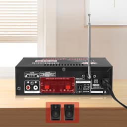 HiFi stereo audioversterker - 600W Bluetooth mini-versterker - Met basversterking, USB, MP3, FM-radio - Geschikt voor auto's en thuisgebruik - Kaart-/USB-ingang - 12V/220V Bluetooth thuisversterker - Stereo versterker — thumbnail 4