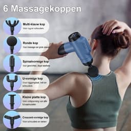 SP® Masage Gun- Deep-tissue Massagepistool voor Spieren - Rugmassageapparaat voor Pijnverlichting - Zwart/Blauw - 23cm x 16cm x 6cm — thumbnail 2