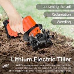 Thijox - Accu-grondhak 21 V, Elektrische Tuinfrees met 2 Accu's, 3000 mAh, 4 Metalen Messen, 10 cm Werkbreedte en Diepte, Ideaal voor Tuinonderhoud — thumbnail 5