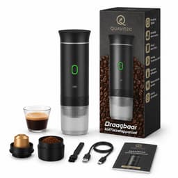 Quavitec Draagbaar Koffiezetapparaat - Draagbare Koffiemachine - Cups & Gemalen Koffie - Camping Espressomachine - USB Oplaadbaar - Espresso & Lungo Machine voor Onderweg en Reizen — thumbnail 1