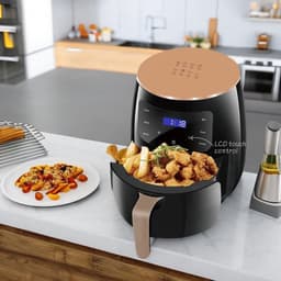 VERON VR-1011 Airfryer – 1400W – 5 Liter Binnenmand / 6 Liter Buitenpan – Digitale Touchscreen – Zwart/Goud — thumbnail 5