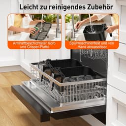 SnelShoppen - Airfryer Dubbele Mand 12L met Beeldvenster, 50 Papieren Liner, 12-in-1 Dubbelzone Airfryer met Digitaal Touchscreen, Sync-Cook Functie v — thumbnail 4