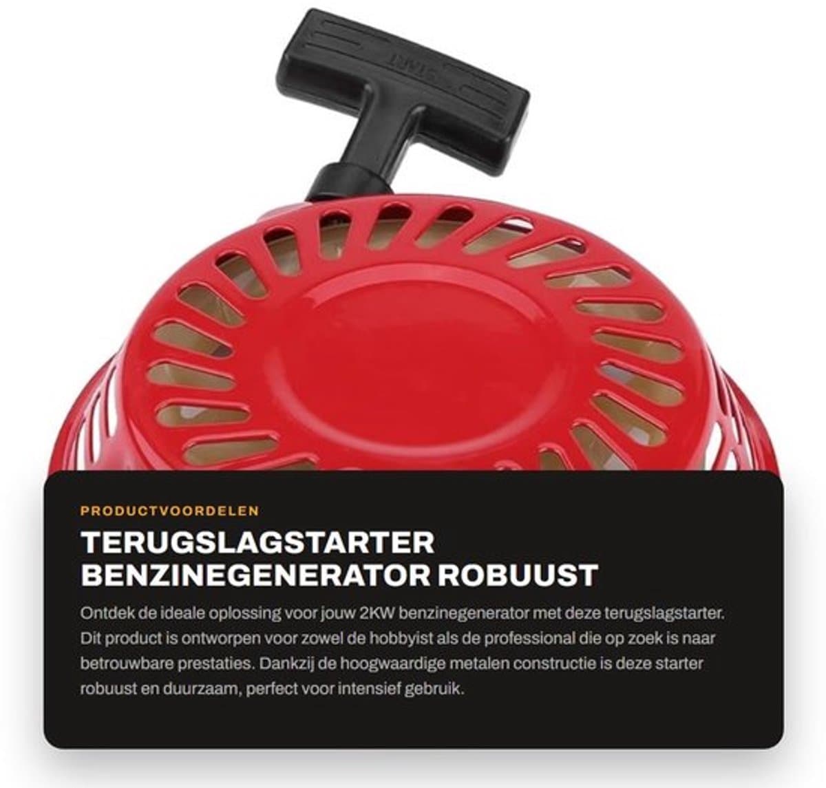Terugslagstarter voor 2KW 168F Benzinegenerator - Hoogwaardig Metaal - Eenvoudige Installatie - Schokbestendig - Laag Geluidsniveau - Inclusief Schroeven - Startmotor — afbeelding 1