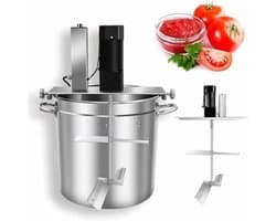 Elektrische keukenmixer - Roestvrijstalen roerstaaf - Sausen en soepen maken - Dubbellaags roersysteem - 25 liter - Zilverkleurig