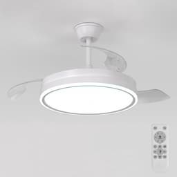 3 Blad Plafondventilator - LED Ventilator - Smart Lamp - 6 Snelheden - Bedienbaar Met Afstandsbediening & APP - 121 cm - Wit - Plafondventilatorlamp — thumbnail 4