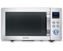 Severin MW 7918 CrispyWave Magnetron – 4-in-1 – Grill – Heteluchtfriteuse – Oven – 230°C – Pizzaplaat – RVS