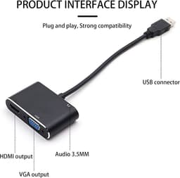 USB naar HD Adapter - Kabel Converter - Scherm Uitbreiden - Plug en Play - 1080P Full HD - Zwart — thumbnail 5