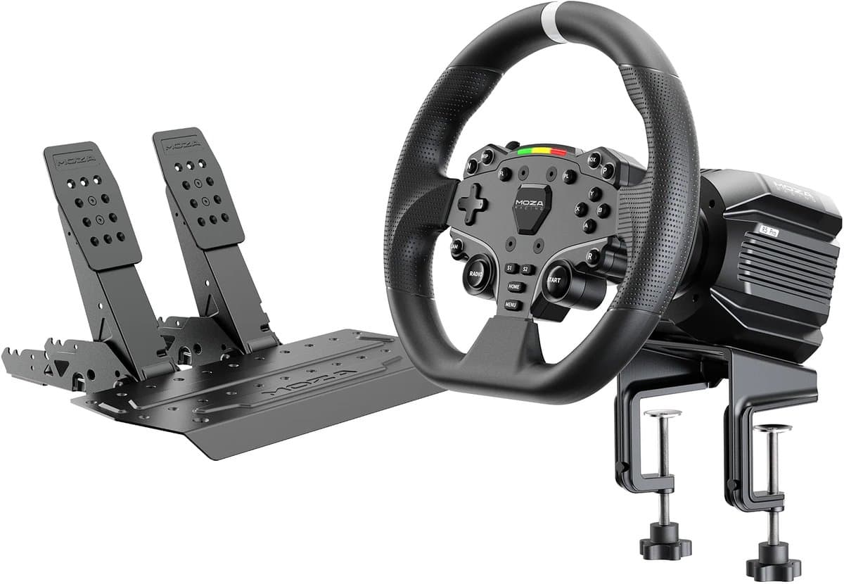 Moza Racing R5 Pro Bundle – Direct Drive Sim Racing Stuurwiel 6Nm met ES Lite Stuur en SR-P Lite2 Pedalen – PC — afbeelding 1