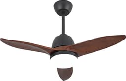 MIVRAY Plafondventilator Met Led Verlichting 106,68 Cm Massief Hout Zwart En Donker Notenhout Voor Woonkamer En Slaapkamer — thumbnail 3