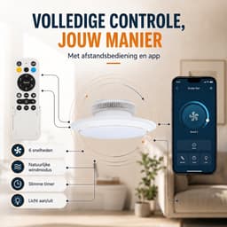 Evolar Smart Plafondventilator met Verlichting en WiFi - 71 cm - Stille Plafondlamp met Ventilator - Dimbaar Warm Wit Licht (LED) - EVO-CF185WW — thumbnail 3