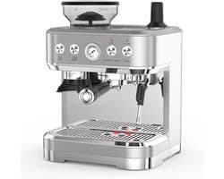 Billie & Loïs espressomachine - Koffiemachine - Pistonmachine - 15 maalstanden - 360° draaibare stoompijp - Eenvoudig te reinigen