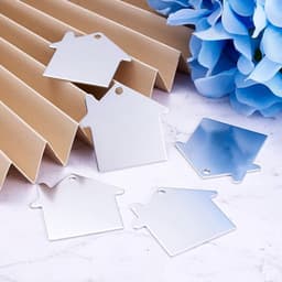 Set van 10 aluminium blanco stempel tags hangers van 35x38,5x1 mm, ideaal voor het maken van DIY sieraden met een lichte en duurzame afwerking — thumbnail 3