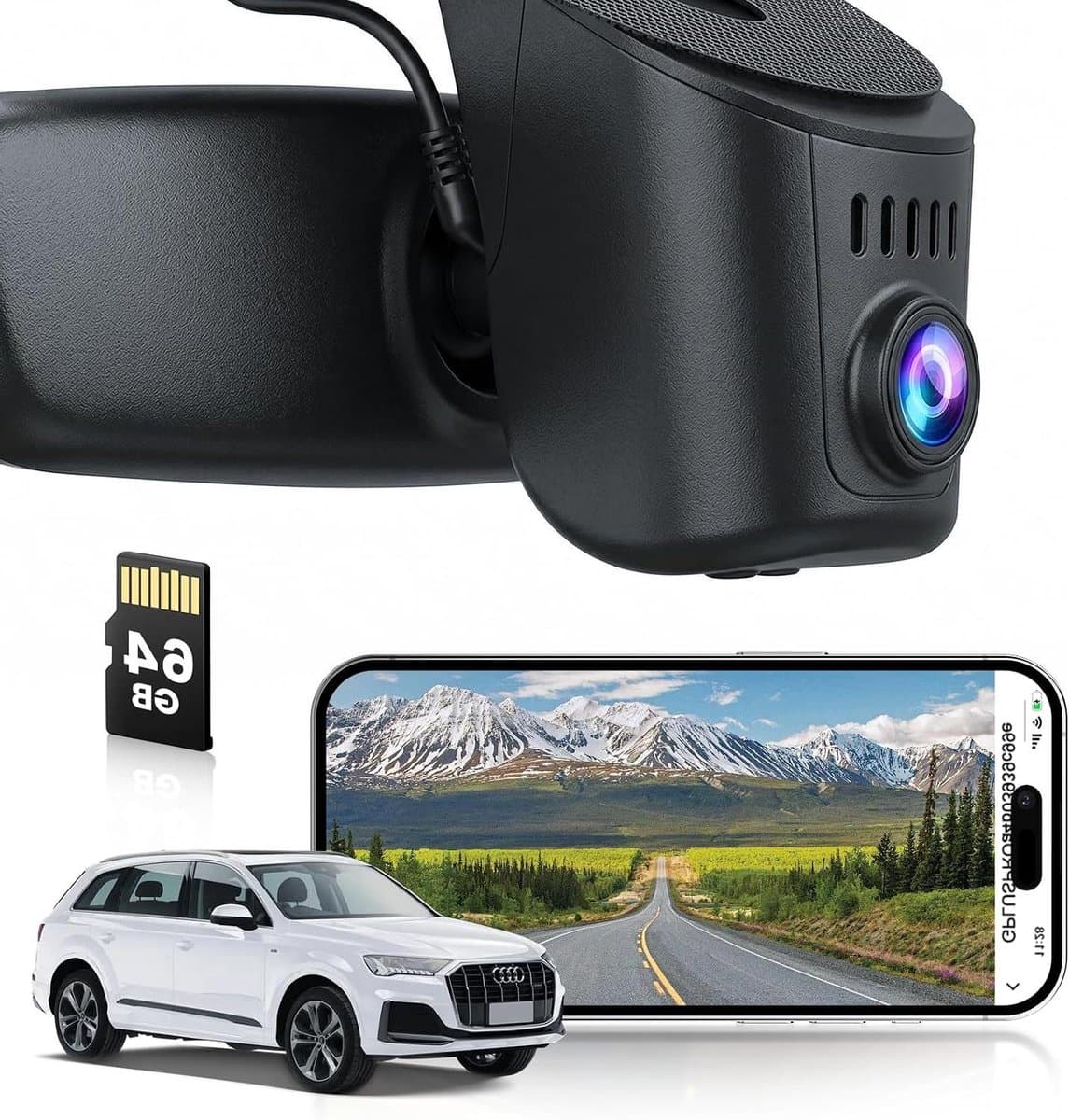 Autodashcam - Rijcamera Video - Veilig Rijden - 4K Ultra HD - 64 GB Opslag - Zwart — afbeelding 1